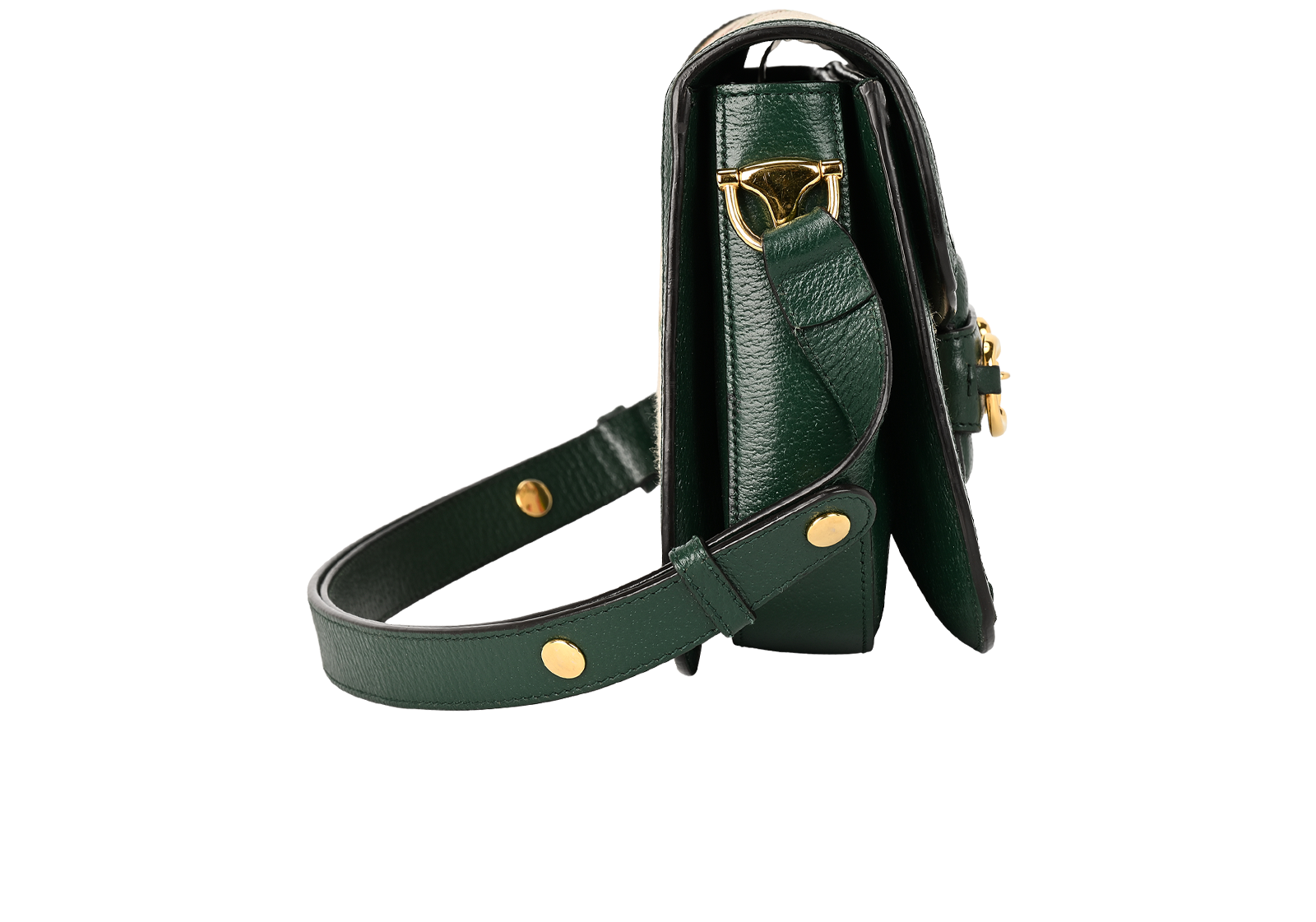 Medium Horsebit 1955, &pound;1,100, Handbags, Beige/Green, Canvas/Leather, Side view